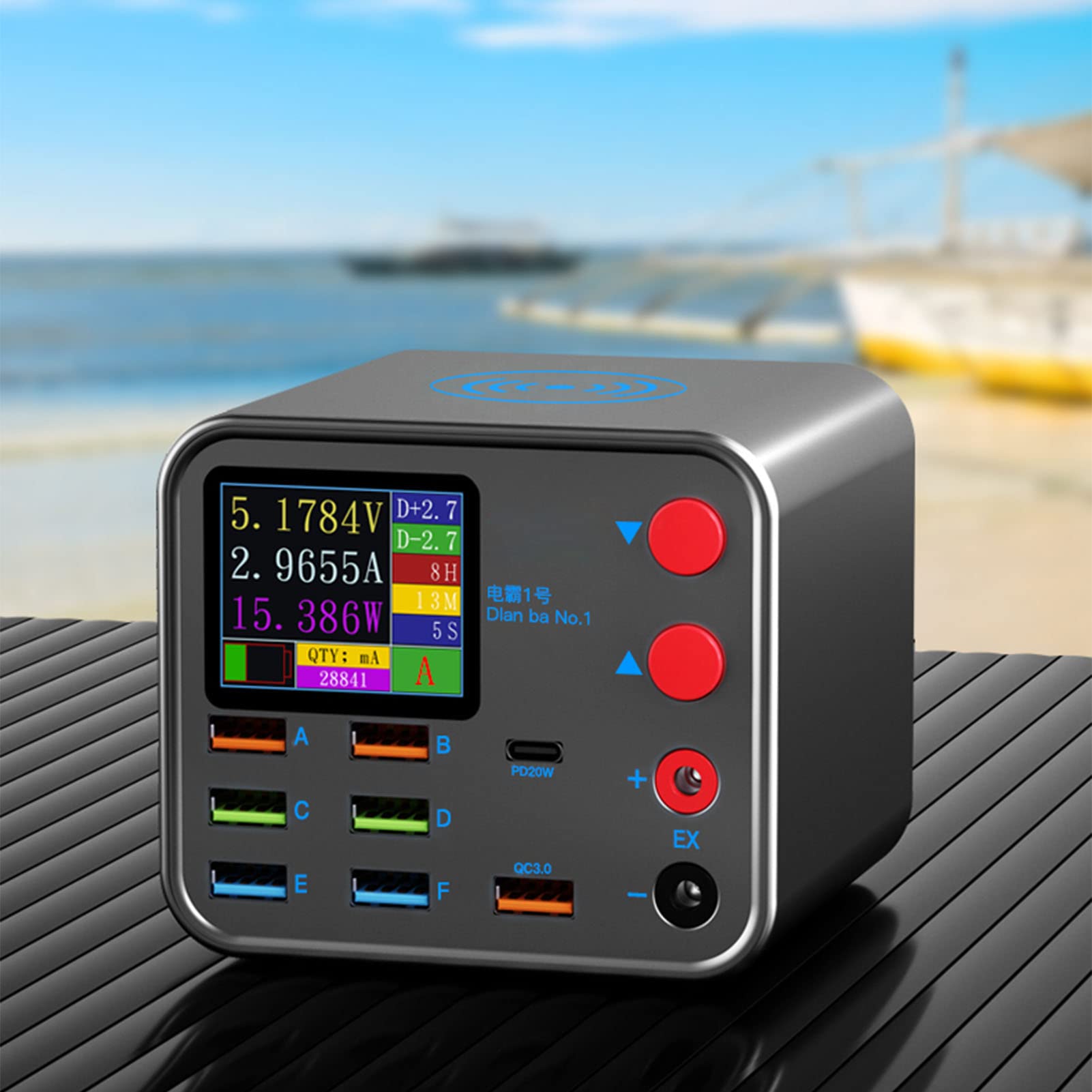 Estación de Carga USB Múltiple, Cargador de Pared de Carga Rápida QC3.0 de 150 W Y 8 Puertos con Adaptador de Corriente de Carga Inalámbrica de 10 W para Teléfonos, Portátiles, Tabletas, 110‑220V(EU)