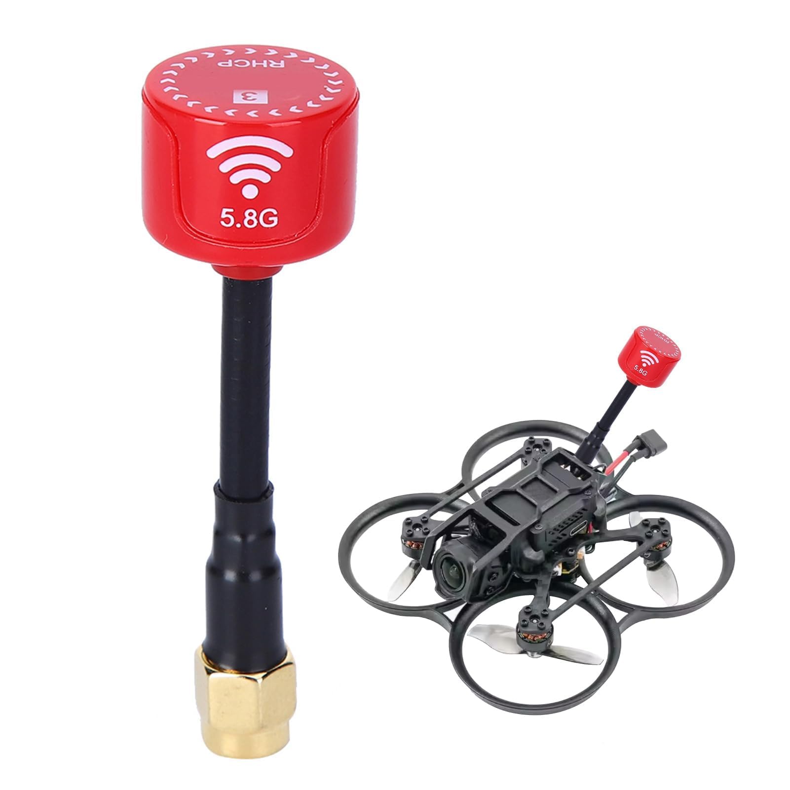 5.8Ghz 3dBi RHCP High Gain Antenna, 5.8Ghz 3dBi RHCP Directional Antenna Lollipop Mini Antennas with Improved Signal Transmission for FPV Racing Drone RC Parts (SMA Inner Needle-Red)