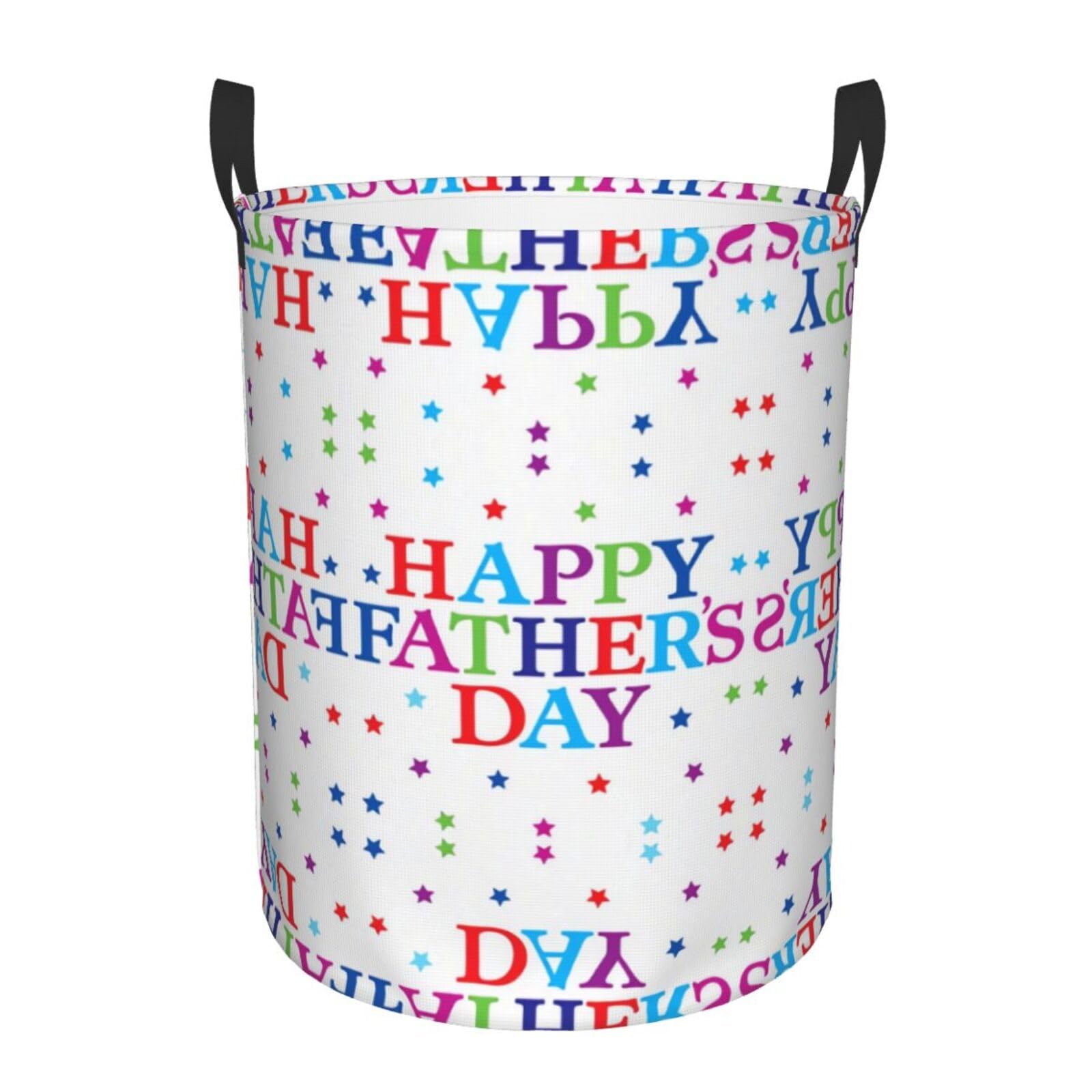 S Circular Hamper Stars and Happy Fathers Day Print Storage Basket for Home