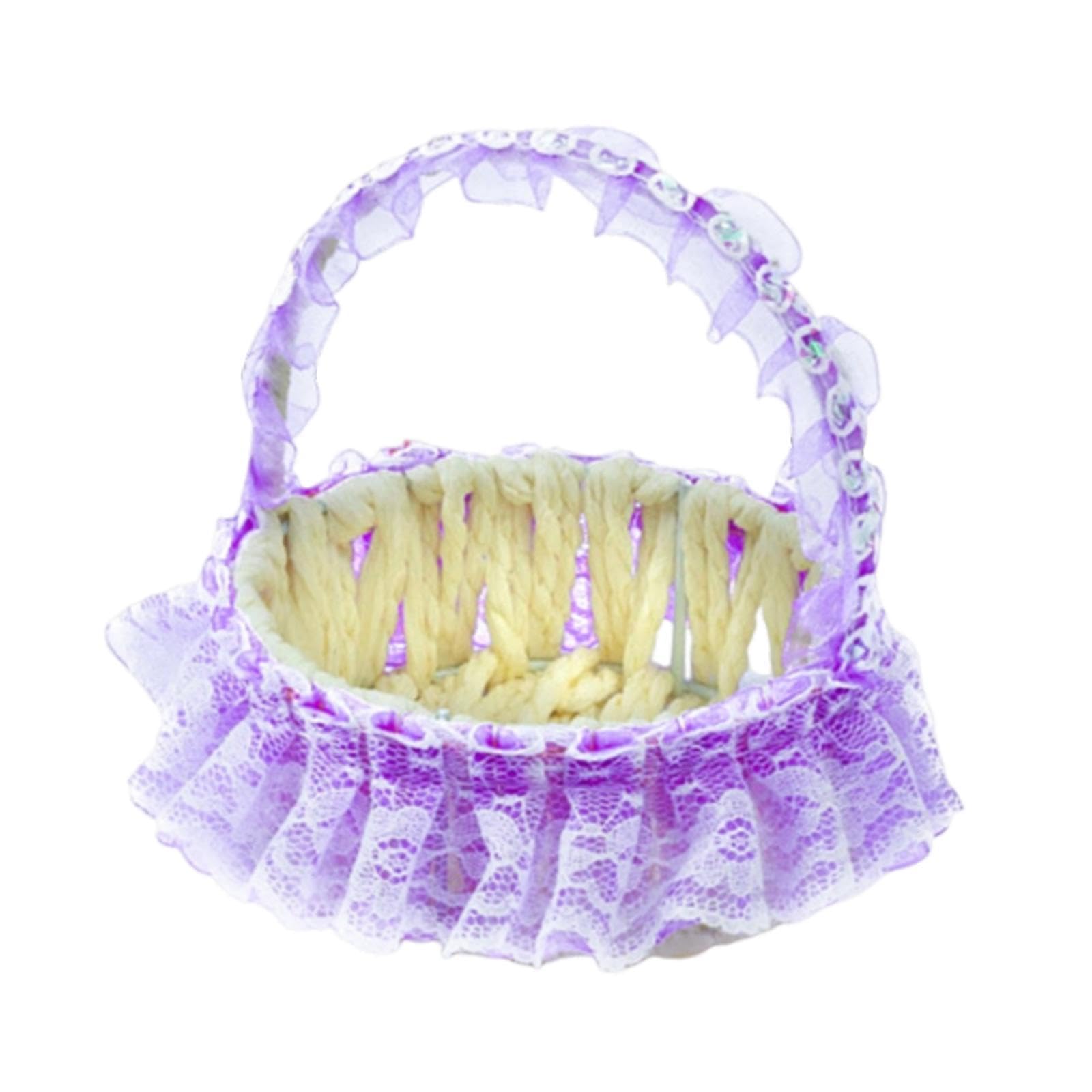 Wedding Flower Basket Elegant Flower Girl Basket for Weddings Event Ceremony Purple |Home & Garden | Wedding Supplies | Ring Pillows & Flower Baskets-picture-28