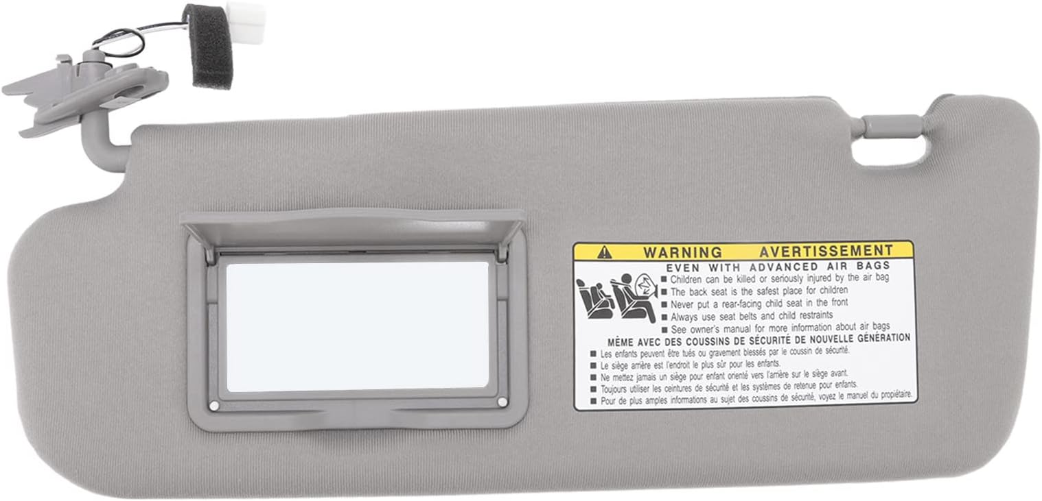 Left/Right Side Sun Visor, Gray Anti Glare Car Sun Visor with Mirror, Right Passenger/Left Driver Side Sun Visor Replacement for Hyundai Sonata 2006‑2008, Replaces 852013K010QD, 85201 3K010QD(Left)
