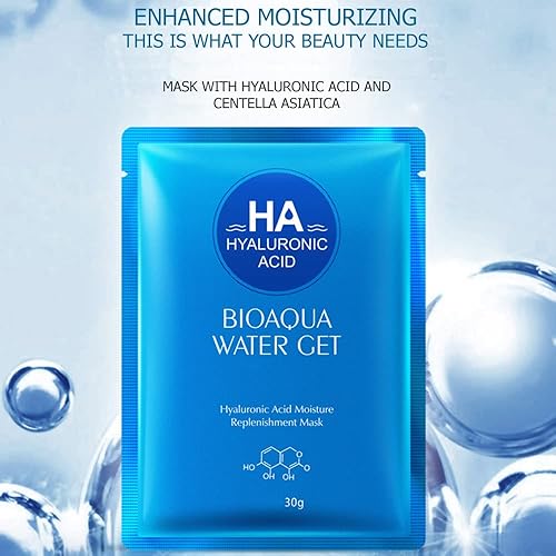 Miniatura 7 de BIOAQUA Mascarilla facial hidratante con ácido hialurónico HA reduce el acné limpieza profunda 1.06 oz (paquete de 5)