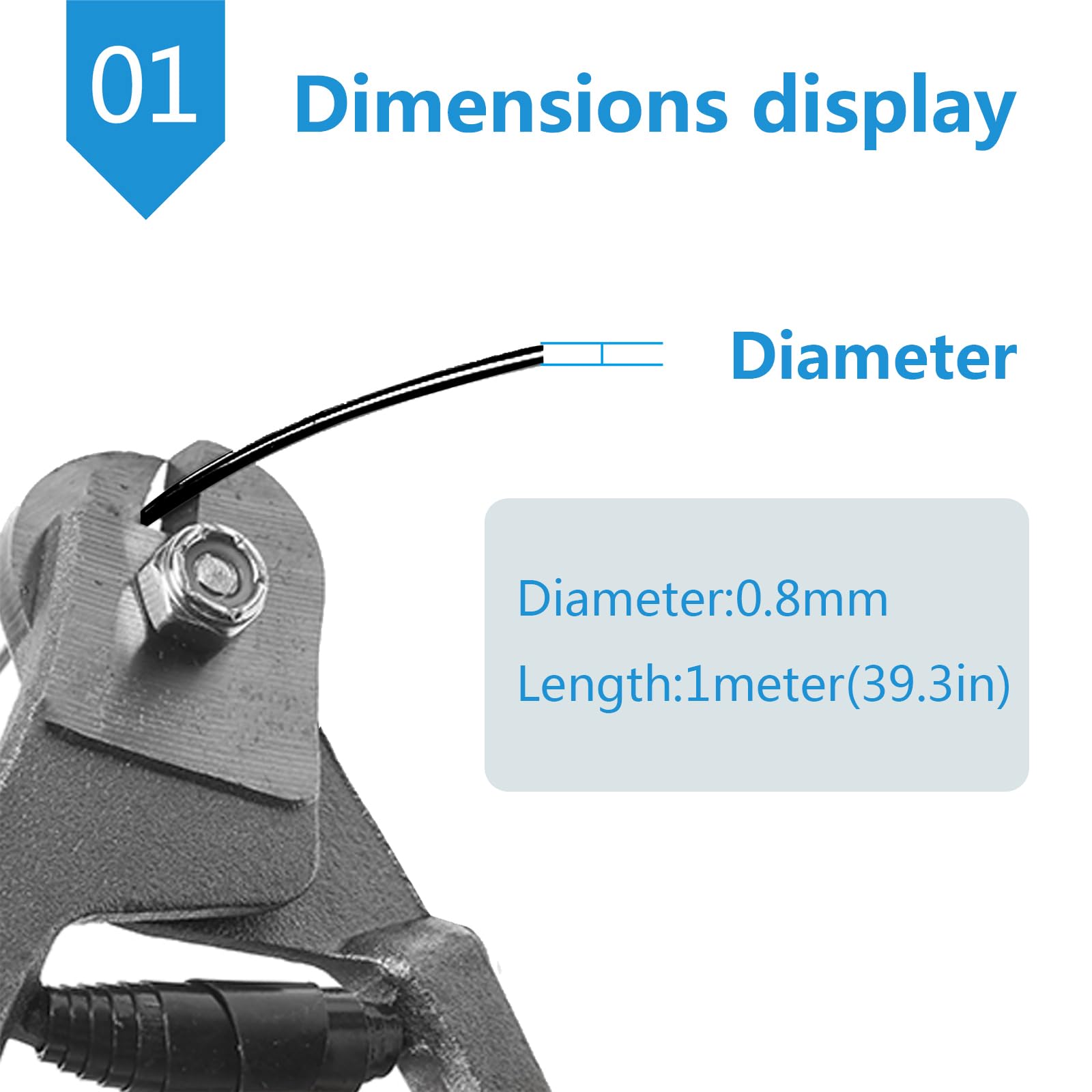 Fil d'acier élastique à mémoire de forme en nitinol, fil en nitinol préformé, noir, adapté aux composants à ressort, 1 mètre de long, diamètre: 0,4mm(Diameter:0.8mm)