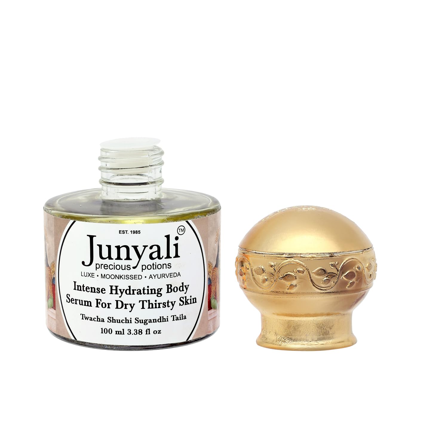 Junyali Twacha Shuchi Sugandhi Taila - 100ml Intense Hydrating Body Serum Ayurvedic Blend with Rose, Neroli & Sandalwood Oils - Locks in Moisture, Reduces Fine Lines & Wrinkles 1