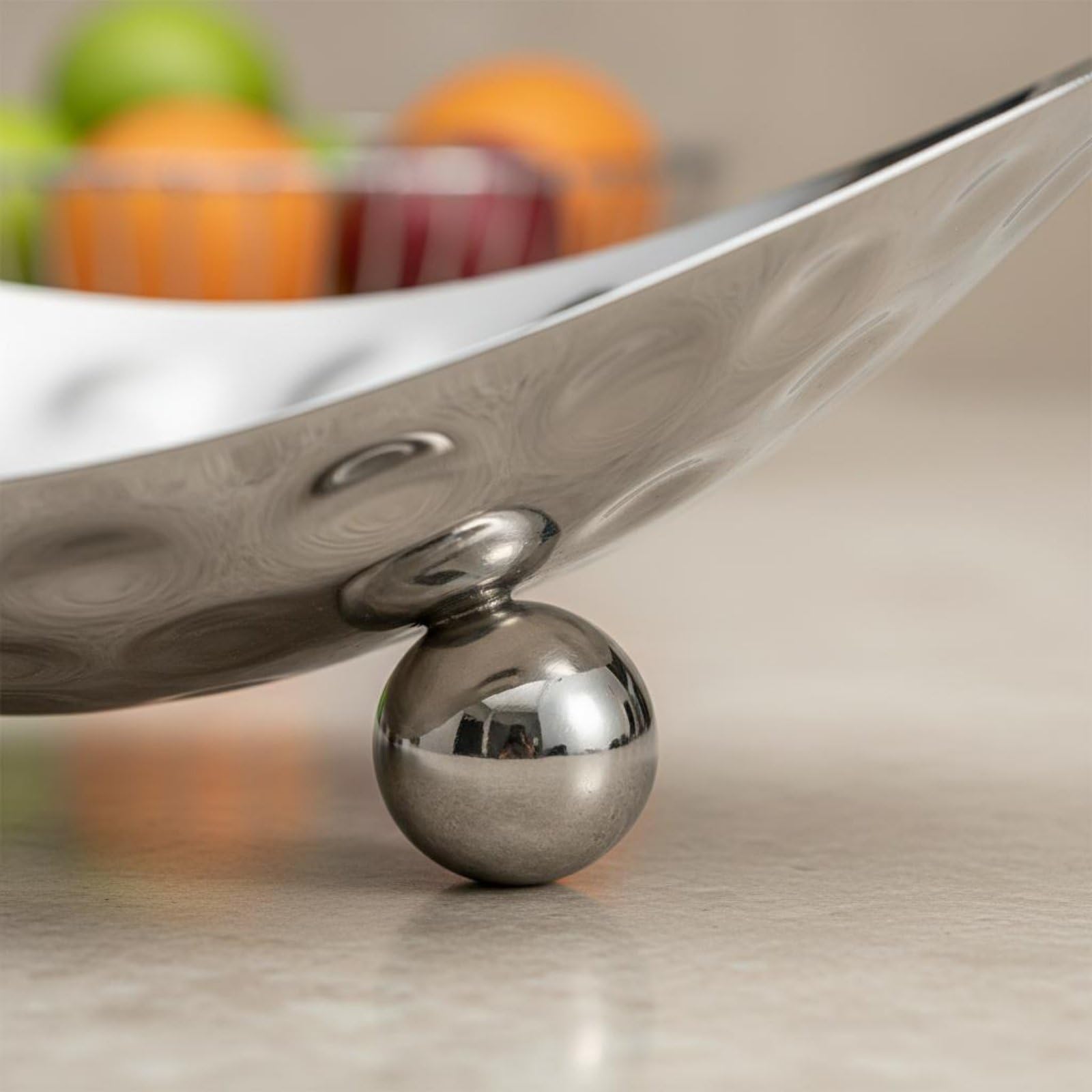 F Fityle Cuenco para Servir Industrial Cuenco Ensaladera Bandeja Centro de Mesa de Acero Inoxidable Decorativo con Textura Martillada y Base de Pedestal, Grande