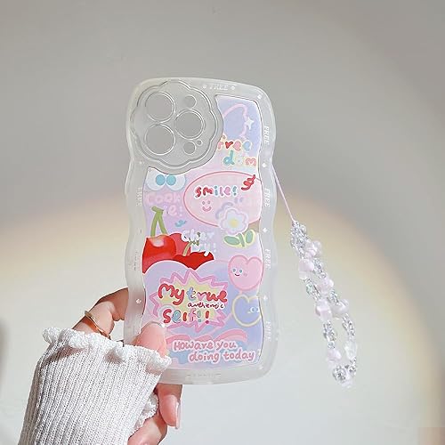 Miniatura 9 de LOLAGIGI Funda para iPhone 13 Pro Max con forma de marco de onda rizada con forma de corazón de cerezo blanco, diseño femenino de dibujos animados