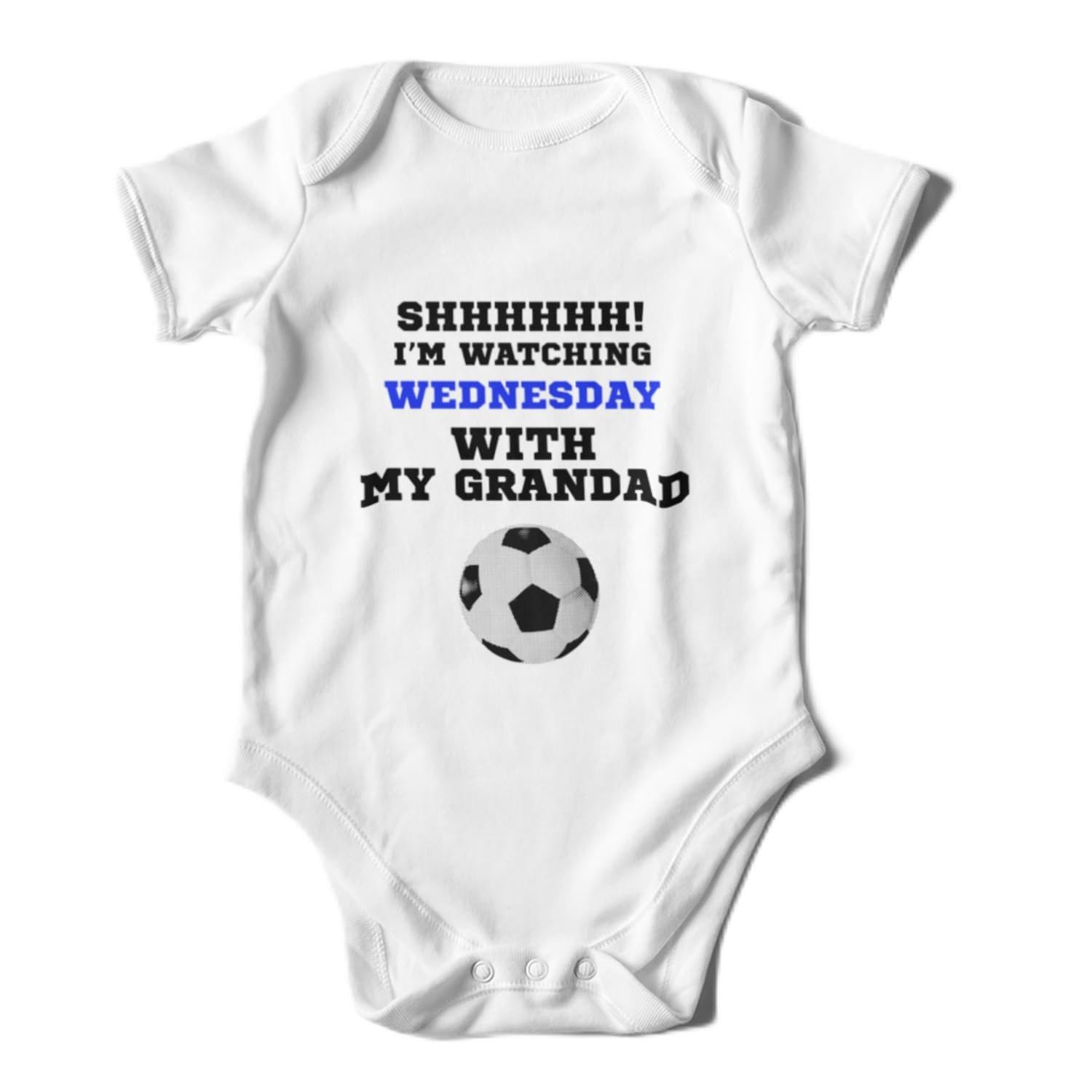 Smartypants White Watching Wednesday With My Grandad Babygrow - Sheffield Football Championship New Parents Baby Grow Romper Bodysuit Infant Vest Gift (, 0-3 Months)