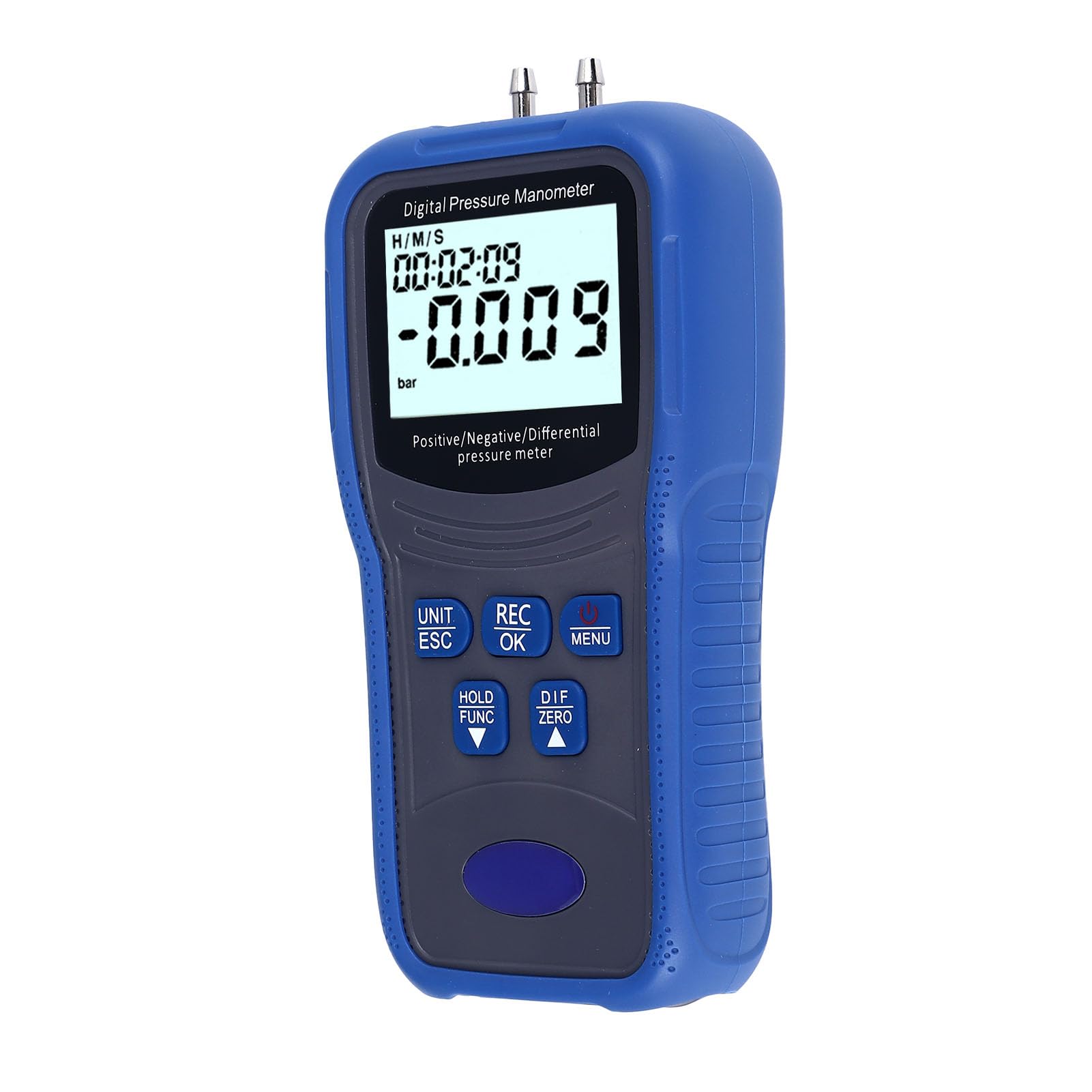 Manómetro digital Alta precisión 11 Unidades LCD Avolado de aire de presión de aire para el Mantenimiento de equipos de gas HVAC Prueba de laboratorio Material de TPU ABS