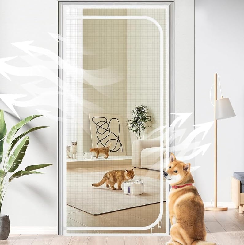 WMYYLX Katzengitter Für Balkontür - Verdicktes Haustiernetz 85x210 Cm Mit Reißverschluss