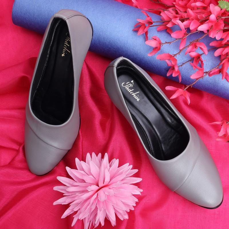Padchin Womens Round Toe Block Heel | Formal and Casual Fashion sandal with Stiletto Grey Pumps Heels | Ladies Comfortable and Fashionable Women Shoes | Stylish and fancy Shoe for Daily Use 1