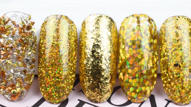 Amazon.com: Gold Glitter Nail Art Decoration, Holographic 3D