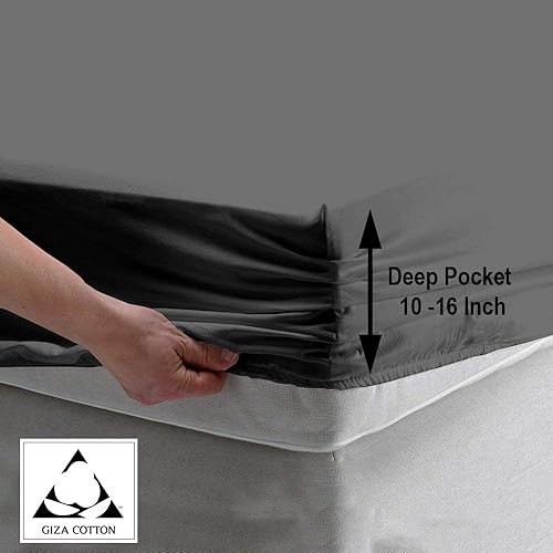 Miniatura 4 de Sábanas Queen  Sábanas Giza para colchones Queen  Juego de sábanas Queen  Bolsillos profundos de 16 pulgadas  Juego de sábanas Queen de 4 piezas