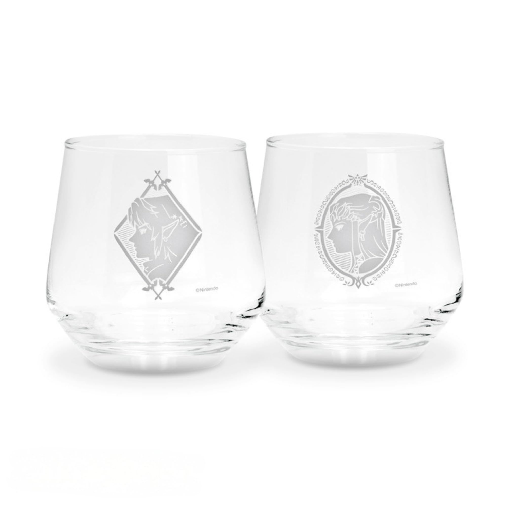 ABYSTYLE The Legend of Zelda Zelda & Link - Juego de 2 vasos | Cristal Zelda | Vaso | Mercancía de la leyenda de Zelda | Regalos de Zelda