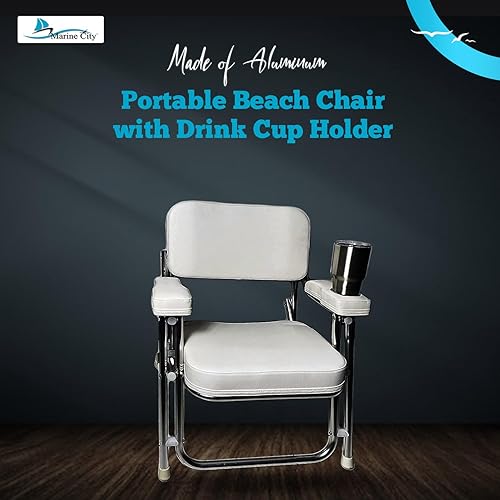 Miniatura 3 de MARINE CITY Aluminum Portable Folding Boat Deck Chair, Cushioned & Comfortable with Foam Padding, Ideal for Marine, Boats, Yachts, and Ships