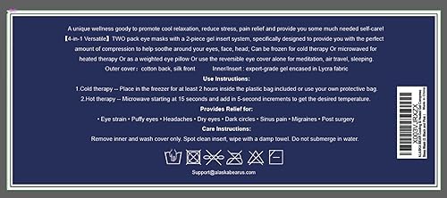 Miniatura 4 de ALASKA BEAR Máscara de ojos de gel refrescante con peso de seda para dormir y sombras de ojos de algodón, compresa fría y caliente para aliviar el