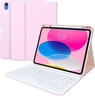 COO iPad 10th Generation Case with Keyboard (10.9 inch, 2022), Case for iPad 10th Generation with Detachable Wireless Bluetooth Keyboard, Folio Stand Case for iPad 10th Gen with Pencil Holder (Pink)