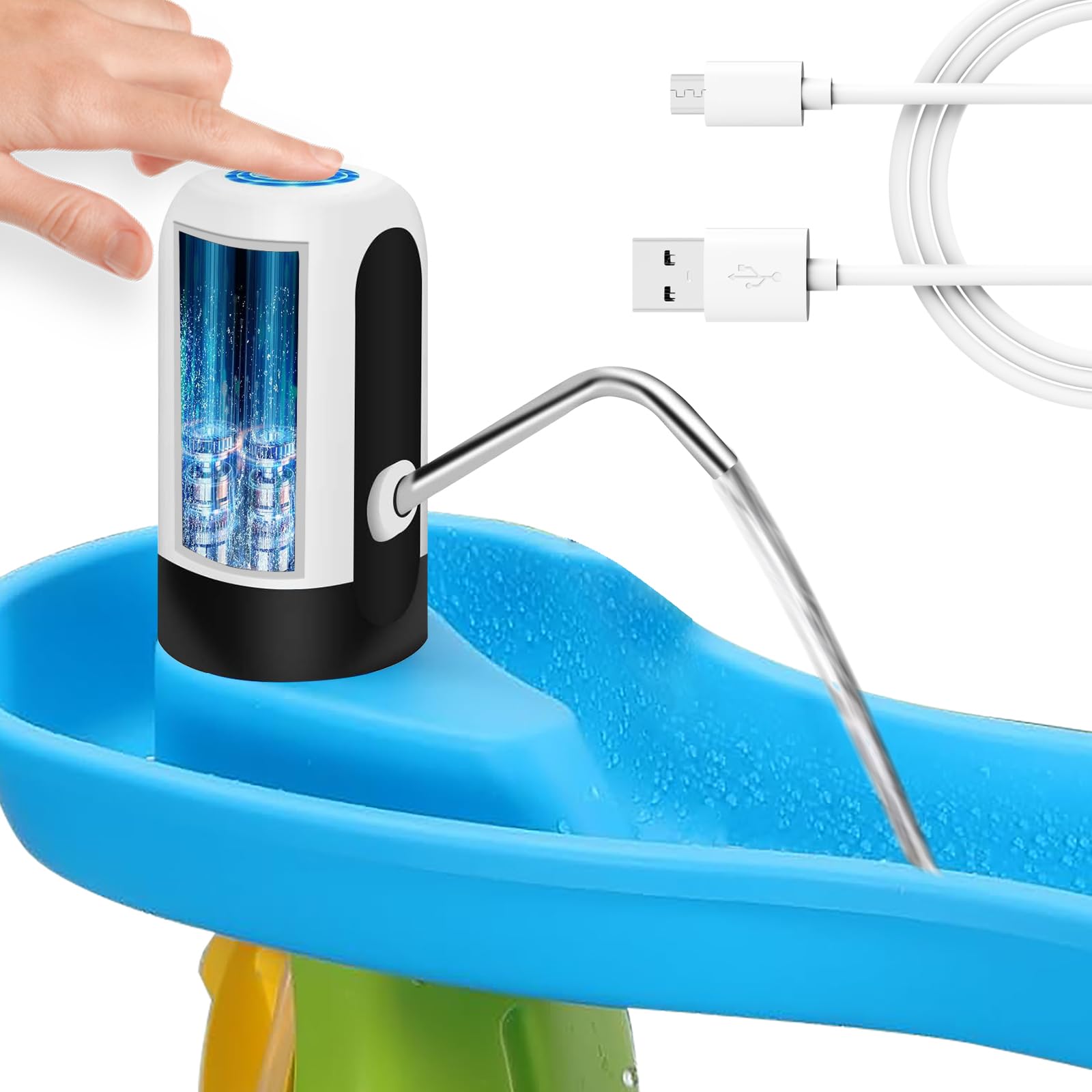 Water Dispenser for 5 Gallon Bottle - Water Bottle Pump 5 Gallon, Water Bottle Dispenser, USB Charging Automatic Drinking Water Pump. Portable Electric Water Dispenser, Water Bottle Switch, White 1PC