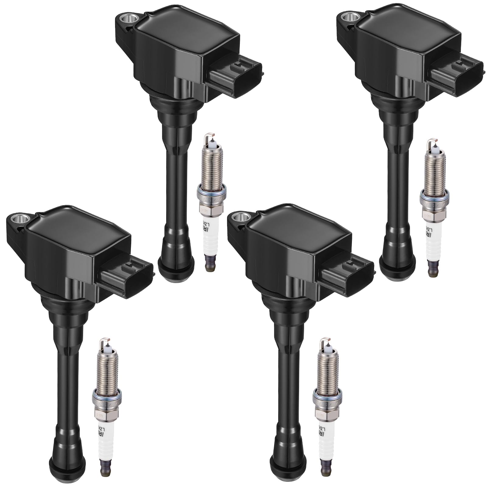 4 Ignition Coils &amp; 4 Iridium Spark Plugs UF708 91187 for Nissan