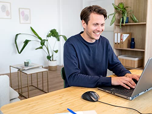 Fyda Mouse con Filo, Design Sostenibile, 600-5000 DPI, 6 Pulsanti, Forma Sagomata, Mouse Ergonomico con Cavo USB 150 cm per Laptop, PC, Computer, Macbook, Ufficio - Nero - Mouse gaming - Immagine 5