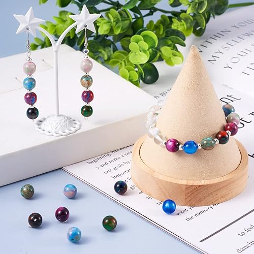 Miniatura 2 de 100 cuentas redondas de resina de 0.35 a 0.394 pulgadas (9.5 a 0.394 in) de resina opaca, cuentas espaciadoras sueltas para bricolaje, collares,