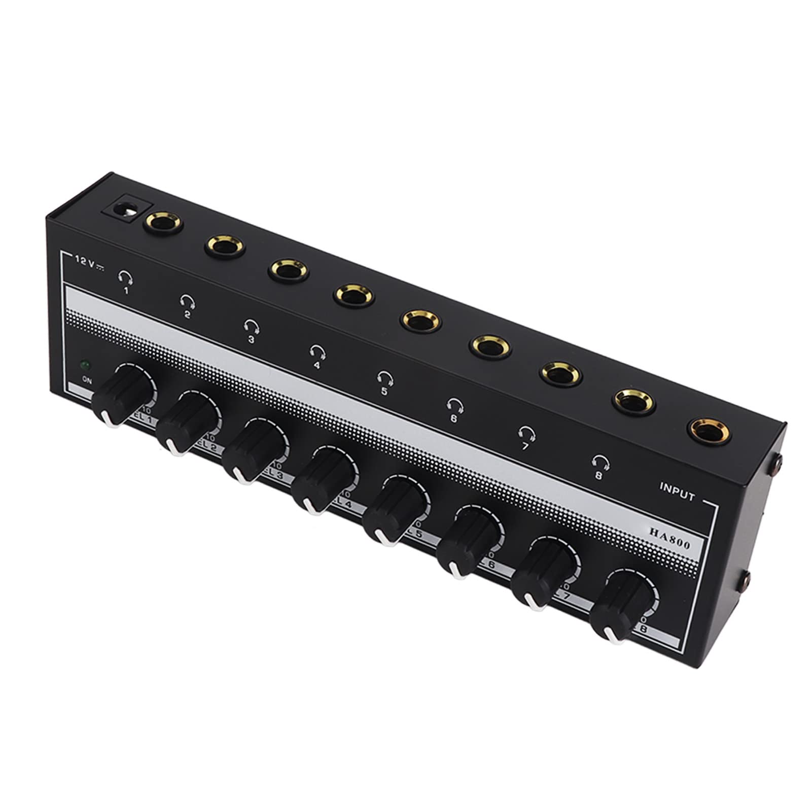 Amplificatore per Cuffie 8 Canali, Amplificatore Stereo Portatile in Metallo Mini Amplificatore per Cuffie per Studio Palcoscenico da 100 a 240 V