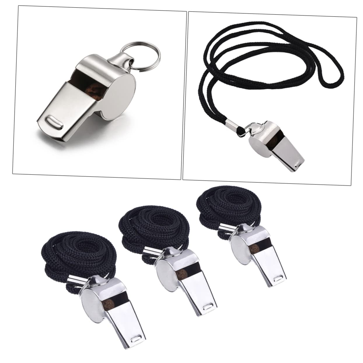 OSOLADY 2Pcs Referee Whistles with Lanyard Loud Safety Whistle for and Officials Durable Metal Whistle with Strap for Sports Events and Outdoor