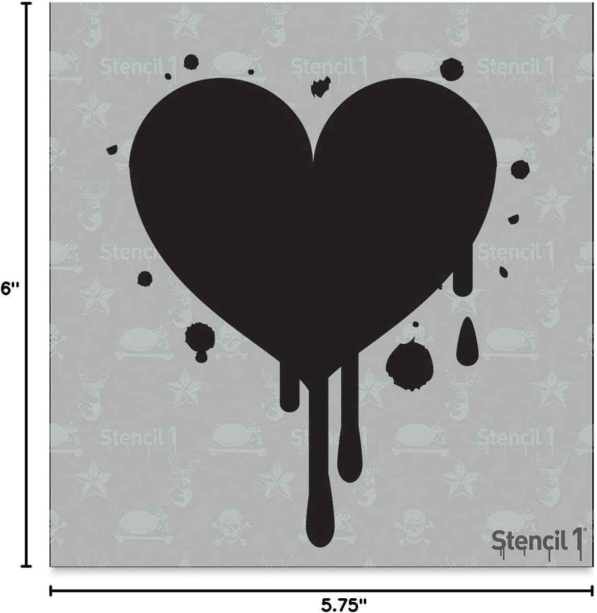Stencil1 Heart Dripping Stencil Durable Quality Reusable Stencils for Painting - Create Stencil Crafts and Decor - Decor on Walls Fabric & Furniture Recyclable Art Craft - 5.75" x 6"