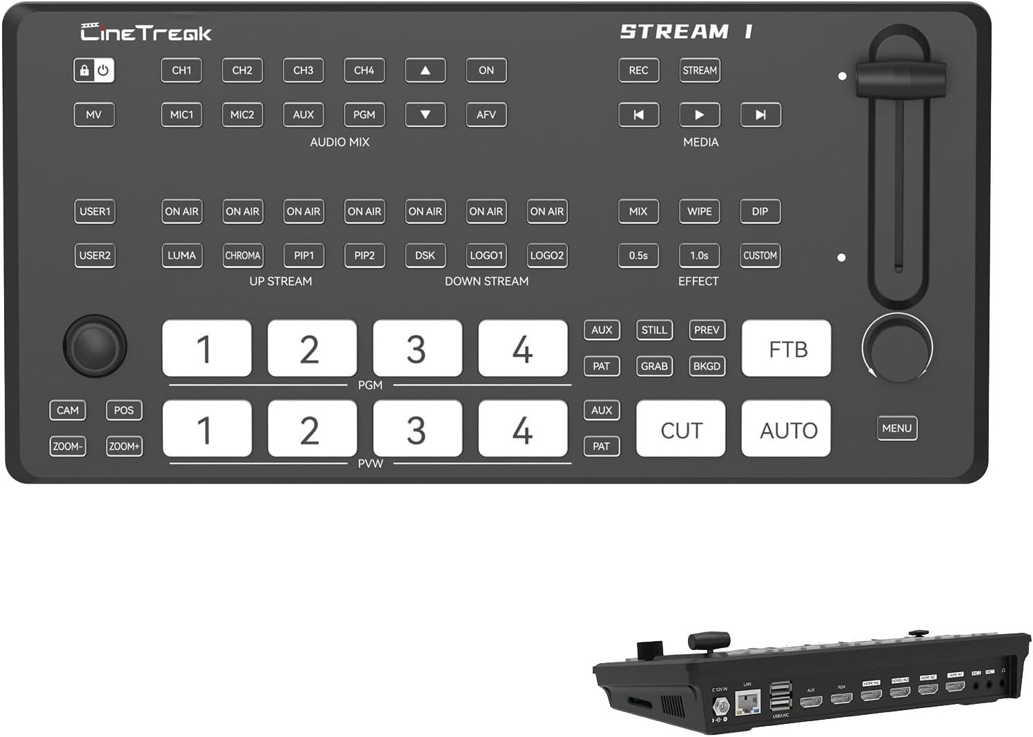 Cinetreak Stream 1 4K Live Streaming Switcher HDMI Professional Multi Camera Video Switcher Mixer with 4 HDMI Inputs Multifunctional Streaming Solution for Content Creators