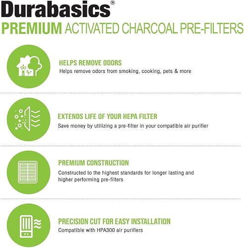 Miniatura 7 de Durabasics Paquete de 8 prefiltros Honeywell de repuesto para purificador de aire Honeywell HPA300  Compatible con prefiltro de repuesto Honeywell