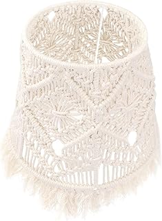Minkissy Macrame Lamp Shade Bohemian Floor Lamp Shade Woven Lamp Cover Beach Construction Lamp Shade for Office Bedroom Living Room Home