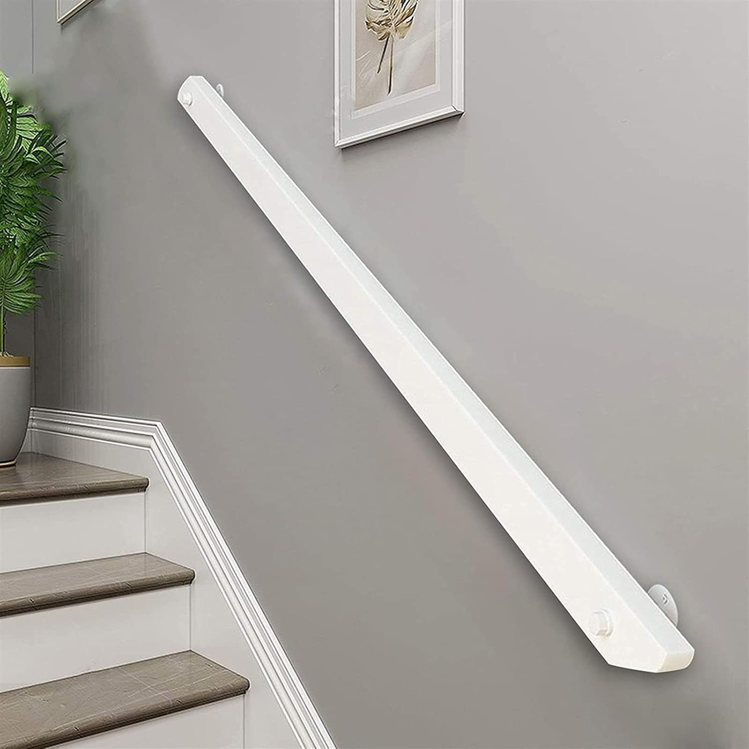Amazon.com: White Wooden Stair Railing Indoor - Stairs Handrail, Wall ...