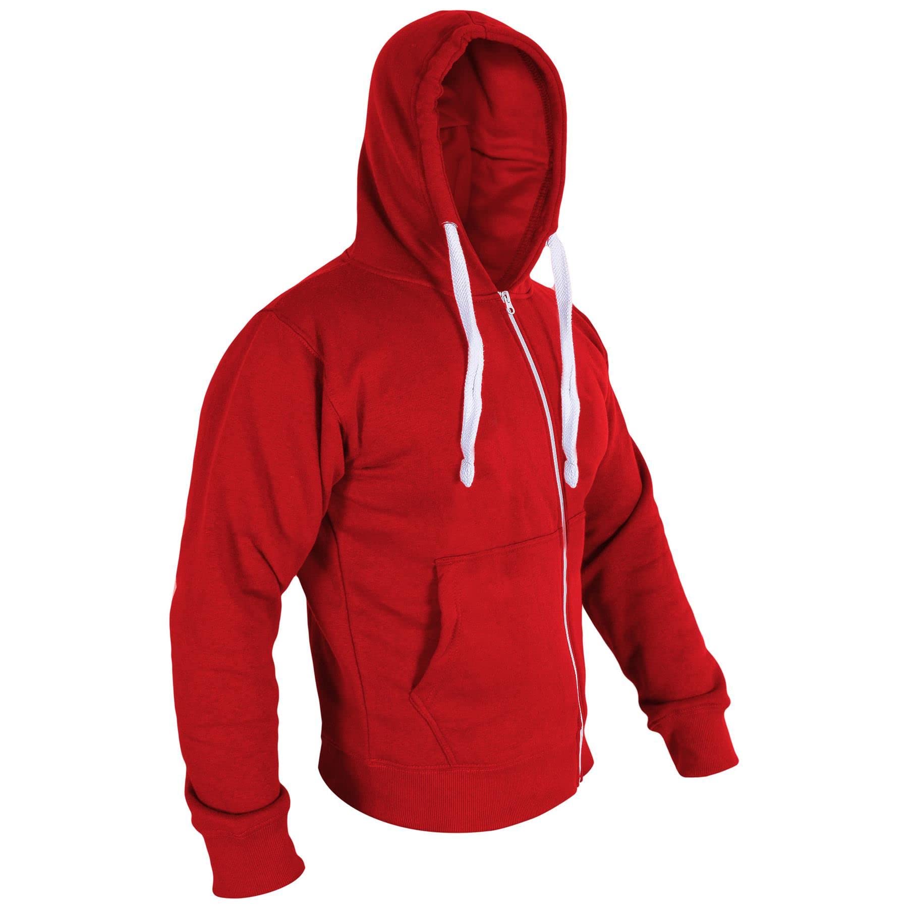 A2Z Męskie runo Zwykły błyskawiczne Bluza Zakapturzony bezpieczeństwo - Zipper Red XL