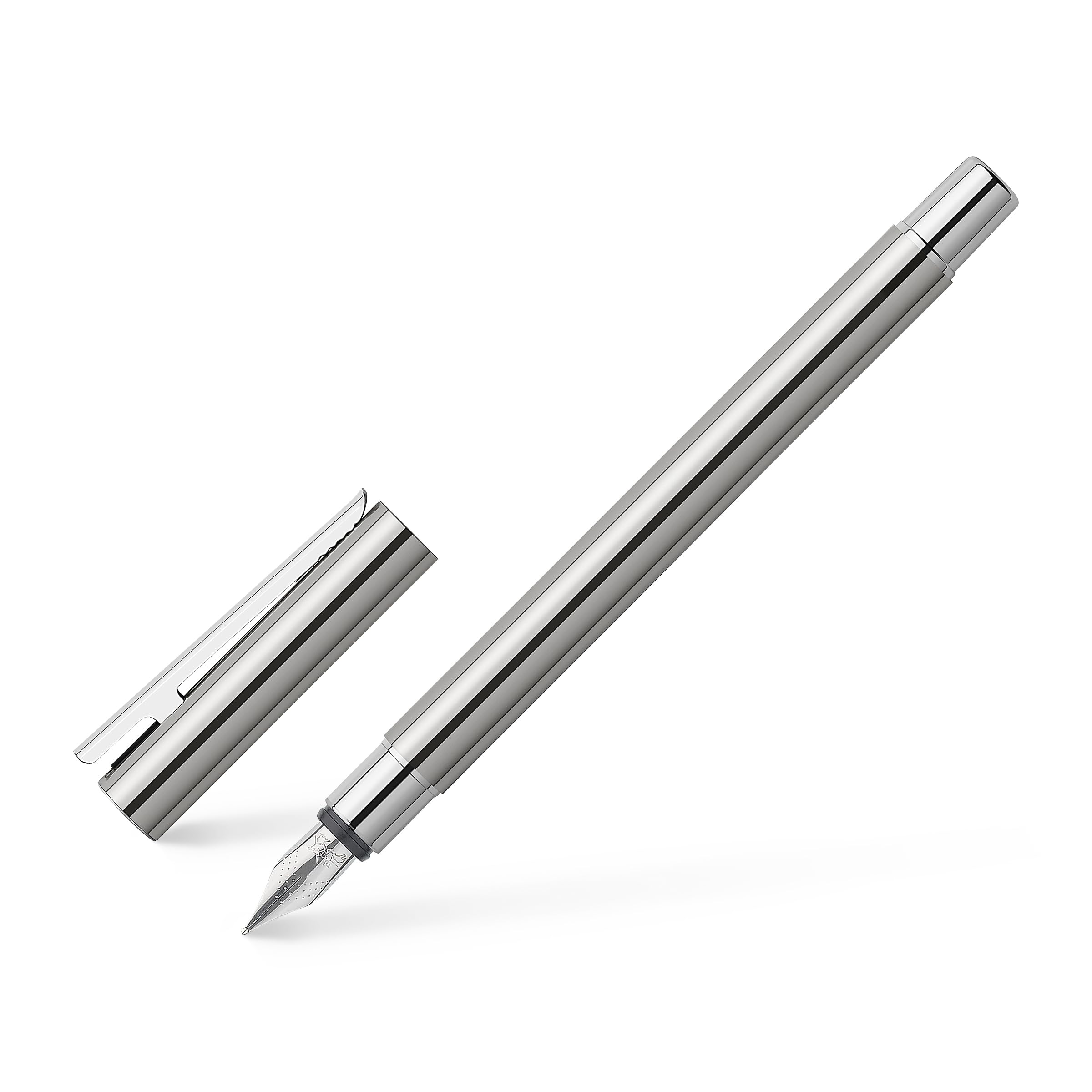 Faber-Castell - zestaw upominkowy Neo Slim ze stali nierdzewnej | Zestaw z piórem wiecznym M, długopisem, konwerterem i kałamarzem 30 ml, edycja jubileuszowa w metalowym pudełku