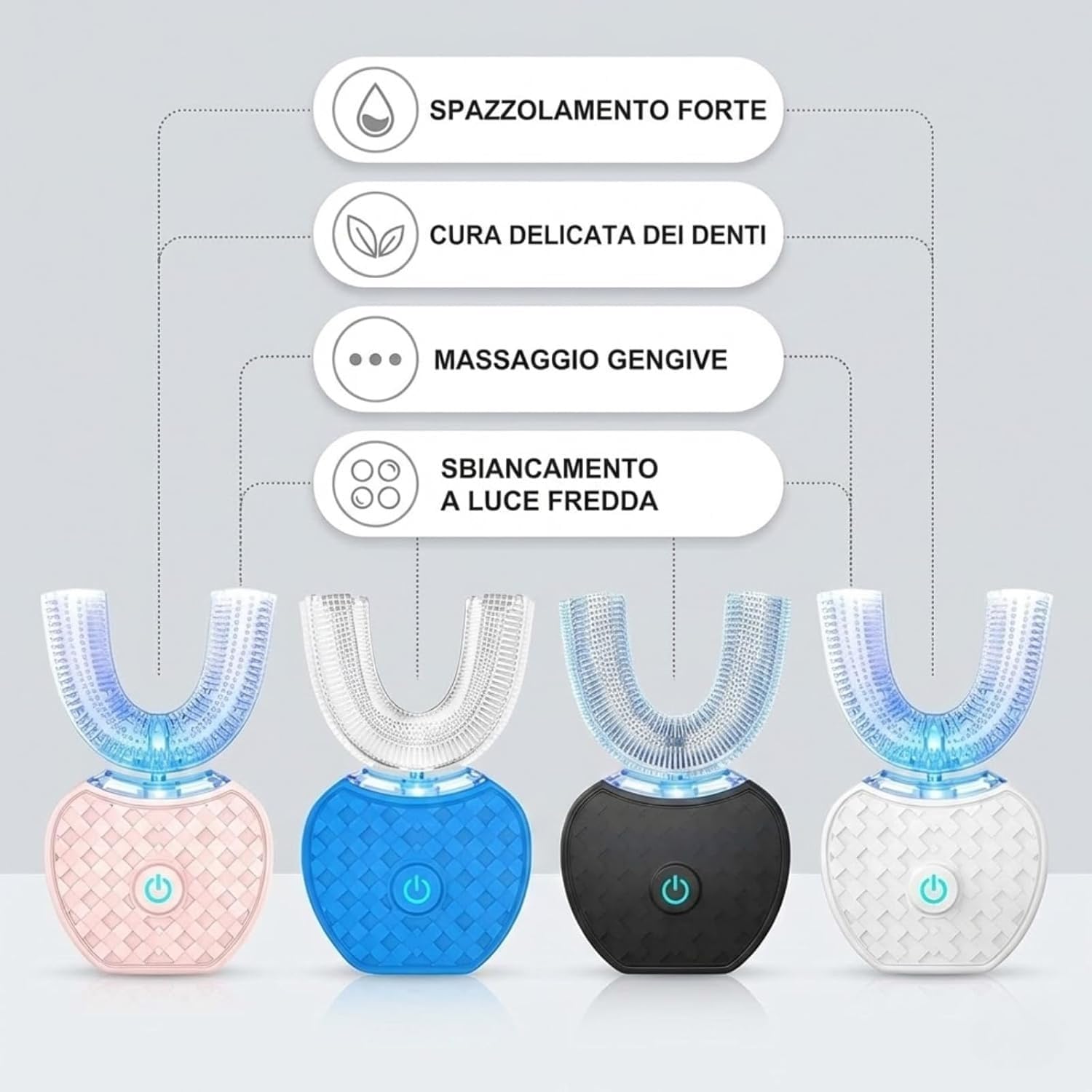 Toothbrush, Spazzolino Sonico 360° Con Pulizia Automatica, Spazzolino Elettrico Sonico Wireless a Ultrasuoni Testina in Silicone Alimentare (blu e rosa （2PCS）)