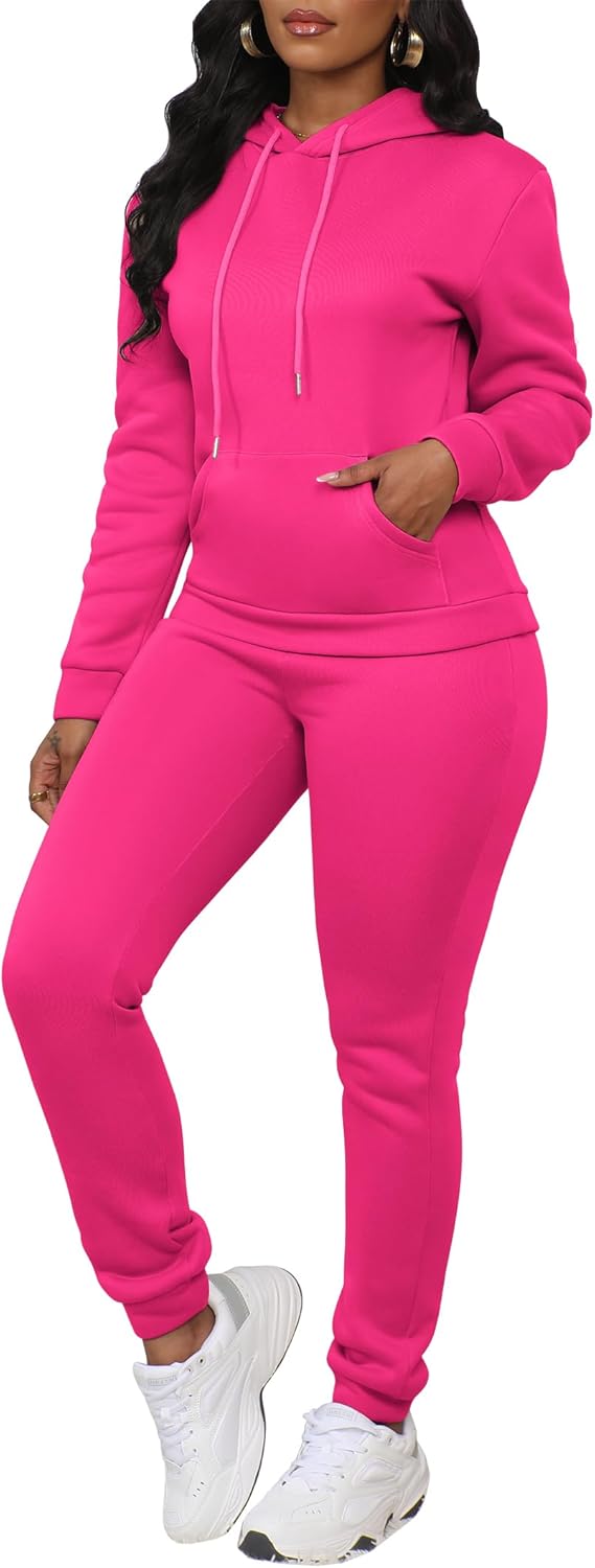 LovelyWholesale Womens Sweatsuits 2 Piece Set Hoodie Sweatshirts and Jogger Sets