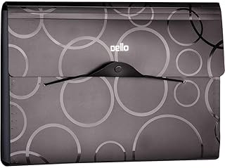 Pasta Sanfonada A4 PP Dellofine c/12 Divisoes, Dello, Preta