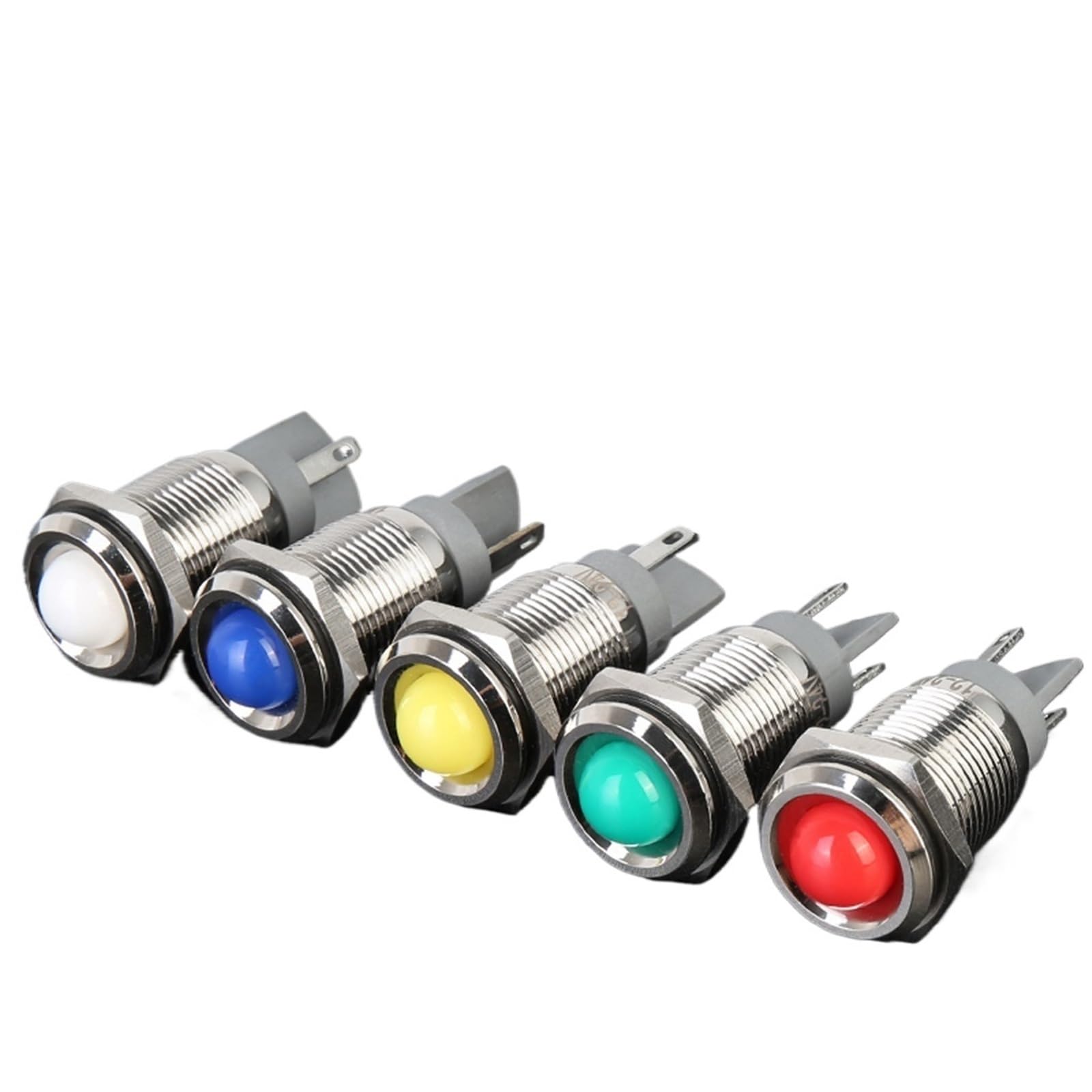 10 sztuk metalowych lampek LED 16 mm AC/DC 3~220 V IP65 wodoszczelna lampa sygnalizacyjna z 2-biegunowym przyłączem lutowanym (czerwone światło, 12 V-24 V)