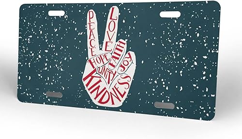 Miniatura 2 de Placa de matrícula de aluminio con diseño retro de dos dedos, diseño de paz, amor, alegría, placa decorativa de aluminio, divertida placa de metal