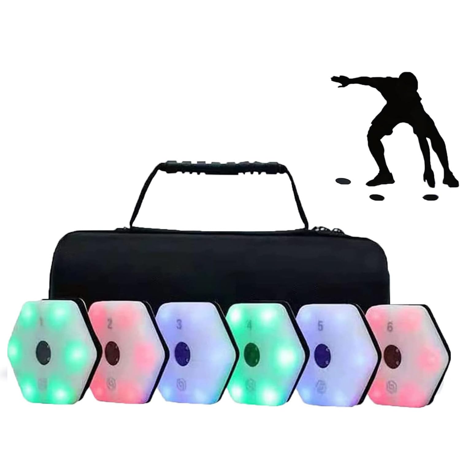 Entrenamiento con luz de Reflejos, Entrenamiento con Luces de reacción, Entrenamiento de Velocidad y Agilidad, Luces portátiles para Entrenamiento Deportivo de Fitness, Baloncesto 6Lights