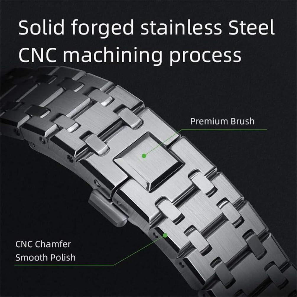 44mm All Stainless Steel Watch Bezel & Band Set for GA2100/GA2110/GAB2100 – Replacement Accessories for Men’s Casio Watches