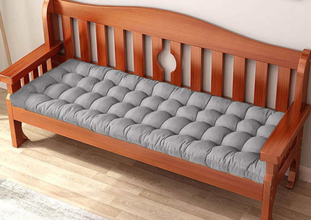 Waigg Kii Thick Garden Bench Cushion Pad 2/3 Seater,100/120cm Rectangle Cotton Garden Bench Seat Cushions Pad for Chaise/Swing/Outdoor/Indoor (100x40cm,Grey)