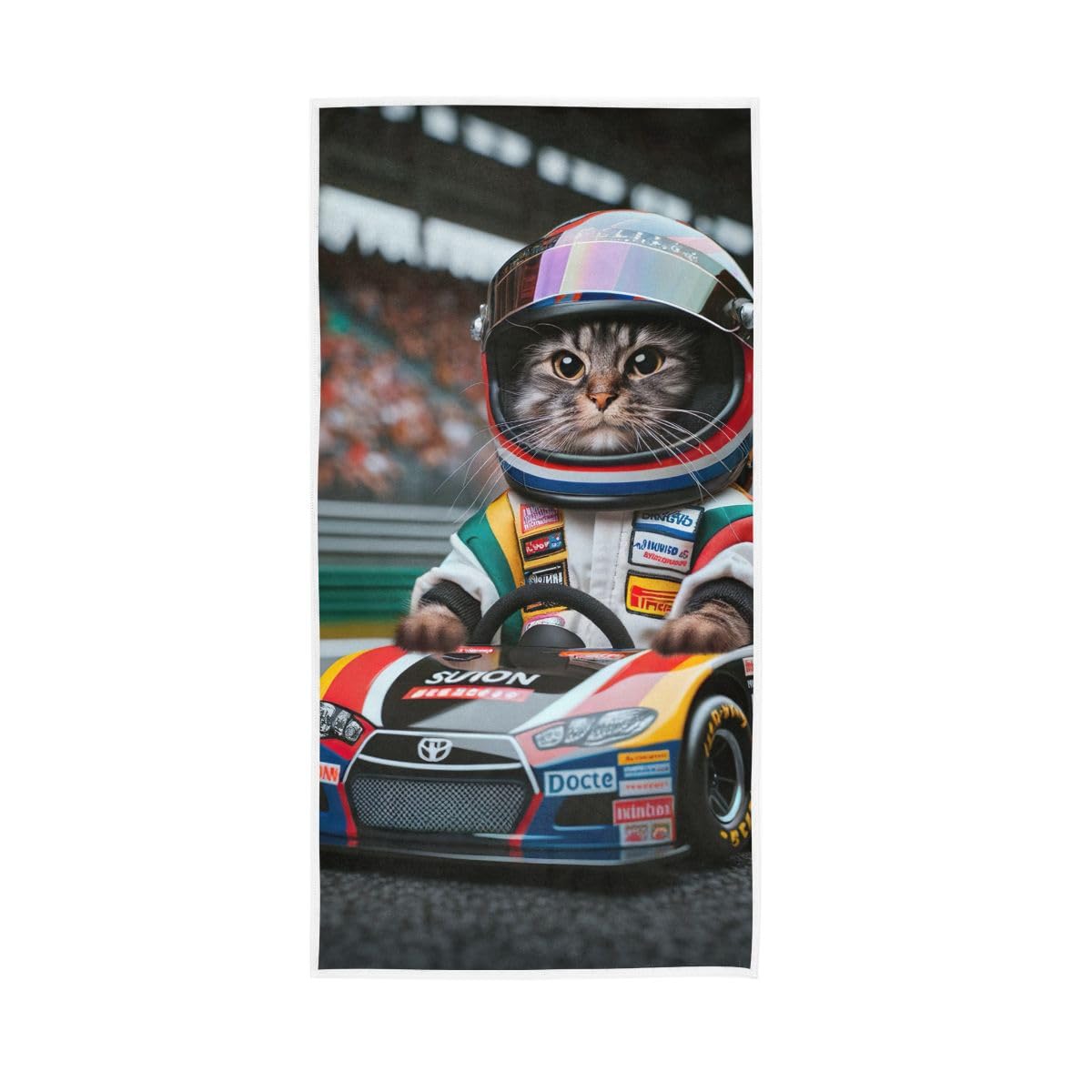 HUYGD Cat Racer Hand Towel, 15 x 30 Inches, Soft Highly Absorbent Towels for Bathroom Gym Shower
