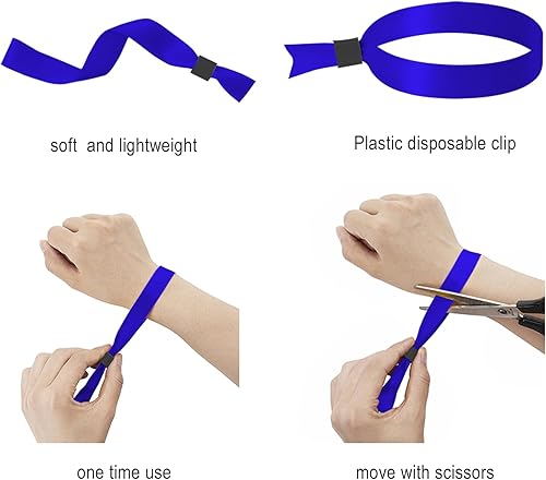 Miniatura 3 de Pulseras de tela para eventos, paquete de 100 pulseras de tela azul agua para conciertos, festivales, fiestas de admisión, Poliéster, No es una
