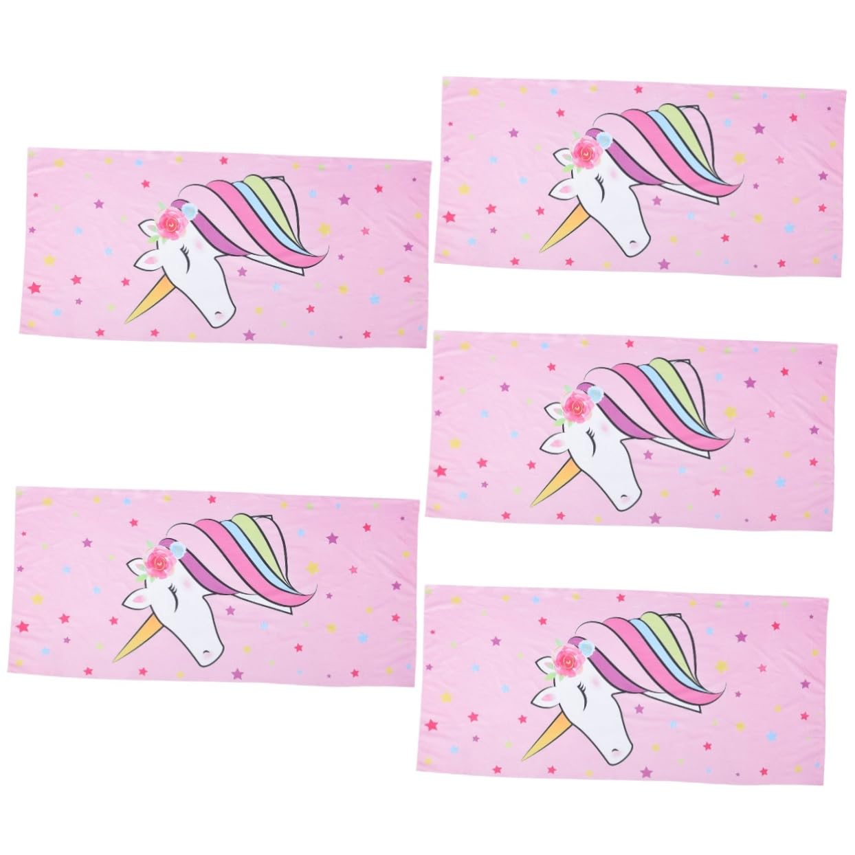 ULTECHNOVO 5 Pièces Serviette de Plage à Licorne Voyage Rose Enfants Couverture de Plage Filles Serviette de Plage Confortable Jolies Serviettes de Plage Fibre Superfine