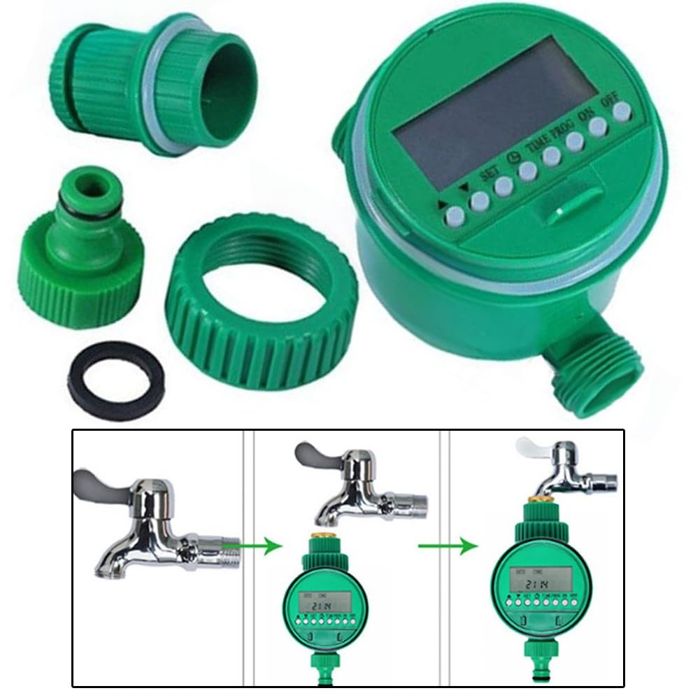 Temporizador de riego para sistema de control de riego de jardín - Temporizador de manguera programable con retardo de lluvia y anulación manual, construcción ABS, 1 minuto a 9
