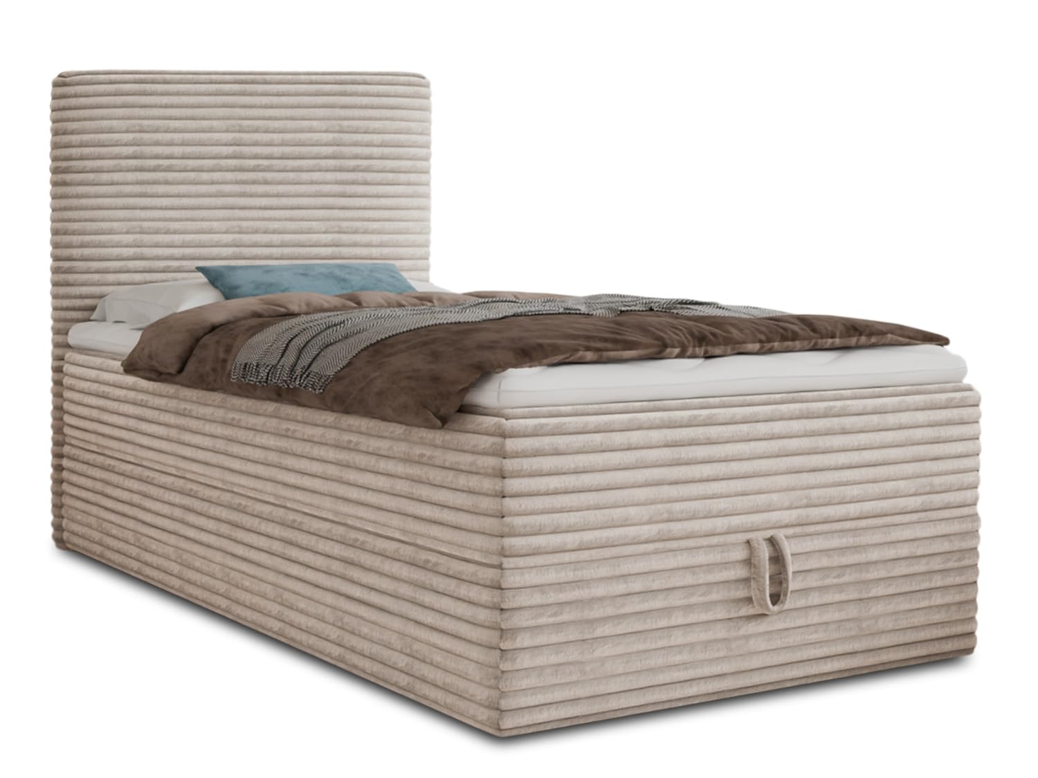 Mollo Mini Boxspringbett: Boxspringbett mit Bettkasten und Topper