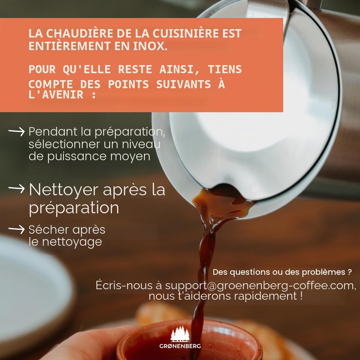 Groenenberg Promo Pack 4 | Cafetiere italienne (acier inox) 4 tasses (200ml) + Moulin à café manuel | Moka induction + filtre réducteur