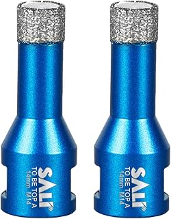 Diamant Trockenbohrer Fliesenbohrer 14mm 2 Stücke M14 Gewinde Diamantbohrer Glasbohrer Set Lochsäge für Keramik, Granit, Porzellan, Fliesen, Feinsteinzeug, Mauerwerk, Marmor, für Winkelschleifer