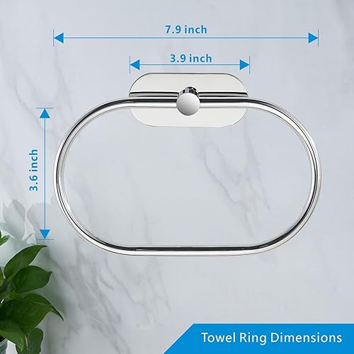 Miniatura 20 de Toallero / anillo de toalla de baño, anillo autoadhesivo para toalla de mano para baño, soporte de toalla de mano adhesivo de acero inoxidable, sin