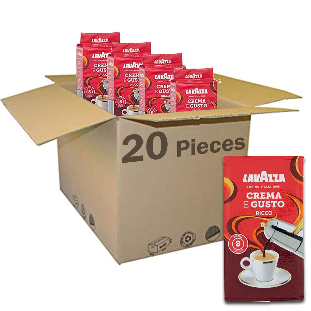 20 LAVAZZA CREMA E GUSTO GUSTO RICCO Italian Ground Coffe Espresso 250g